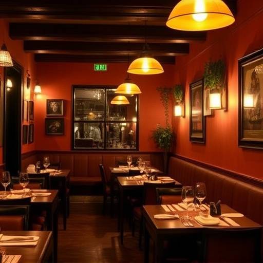 L'interno accogliente della Trattoria del Sole con tavoli apparecchiati e illuminazione calda