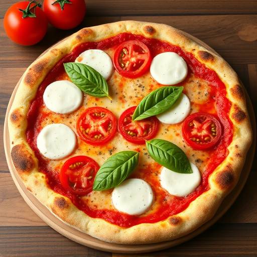 Un'appetitosa pizza margherita appena sfornata con pomodoro San Marzano, mozzarella di bufala e basilico fresco