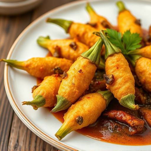 Un piatto di fiori di zucca fritti, specialit&agrave; romana, serviti con salsa di alici