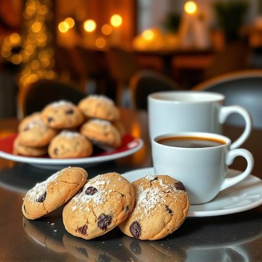 Un vassoio di biscotti italiani appena sfornati, accanto a una tazza di caff&egrave; fumante. Immagine che rappresenta la convivialit&agrave; e il calore di La Trattoria del Sole.