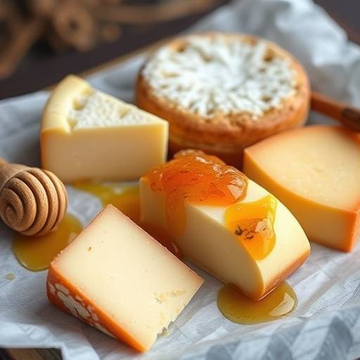 Una selezione di formaggi italiani stagionati serviti con miele e marmellata